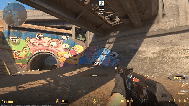 An image showing monster graffiti in the game Counter-Strike 2 Overpass map