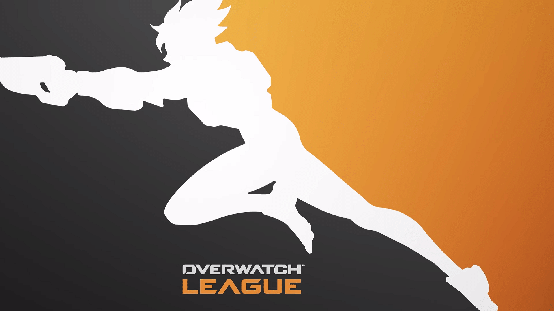 An image showing Tracer in negative space and making the logo of Overwatch League