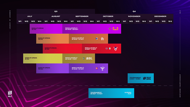 An image displaying the event calendar for NLC 