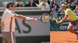 Federer 2005 Roland Garros pass shot against Nadal