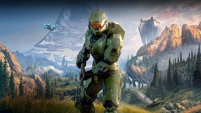 An image of MasterChief in the Halo Infinite Poster