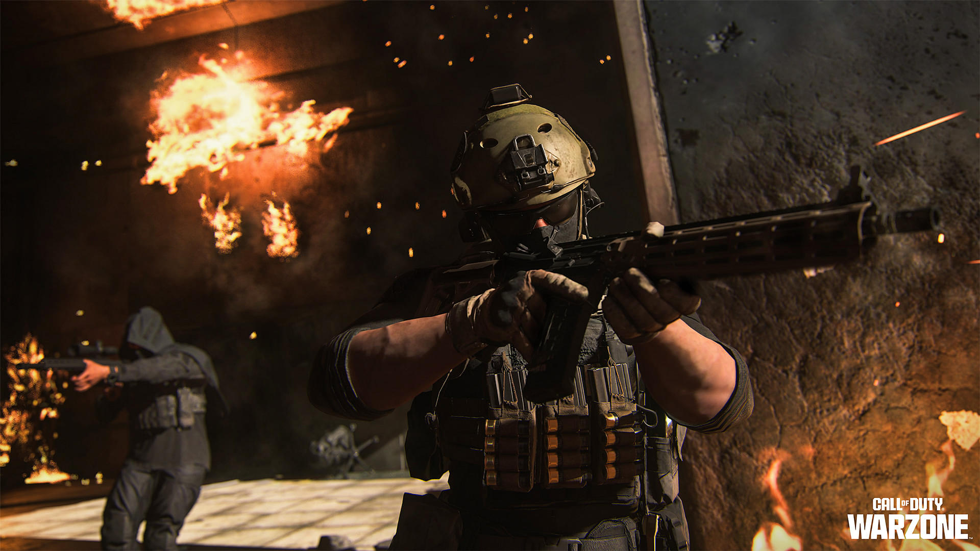 An image of a soldier holding a gun shooting in Warzone 2