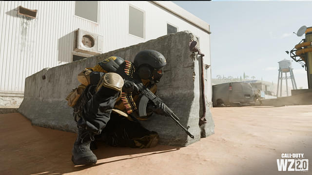 An Image of a person hiding behind cover in Warzone 2