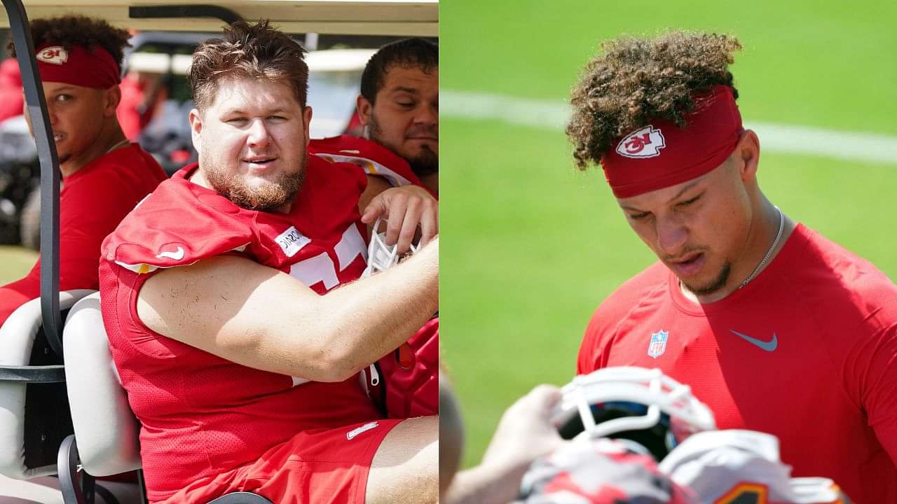 Patrick Mahomes of the Kansas City Chiefs signs an autograph after