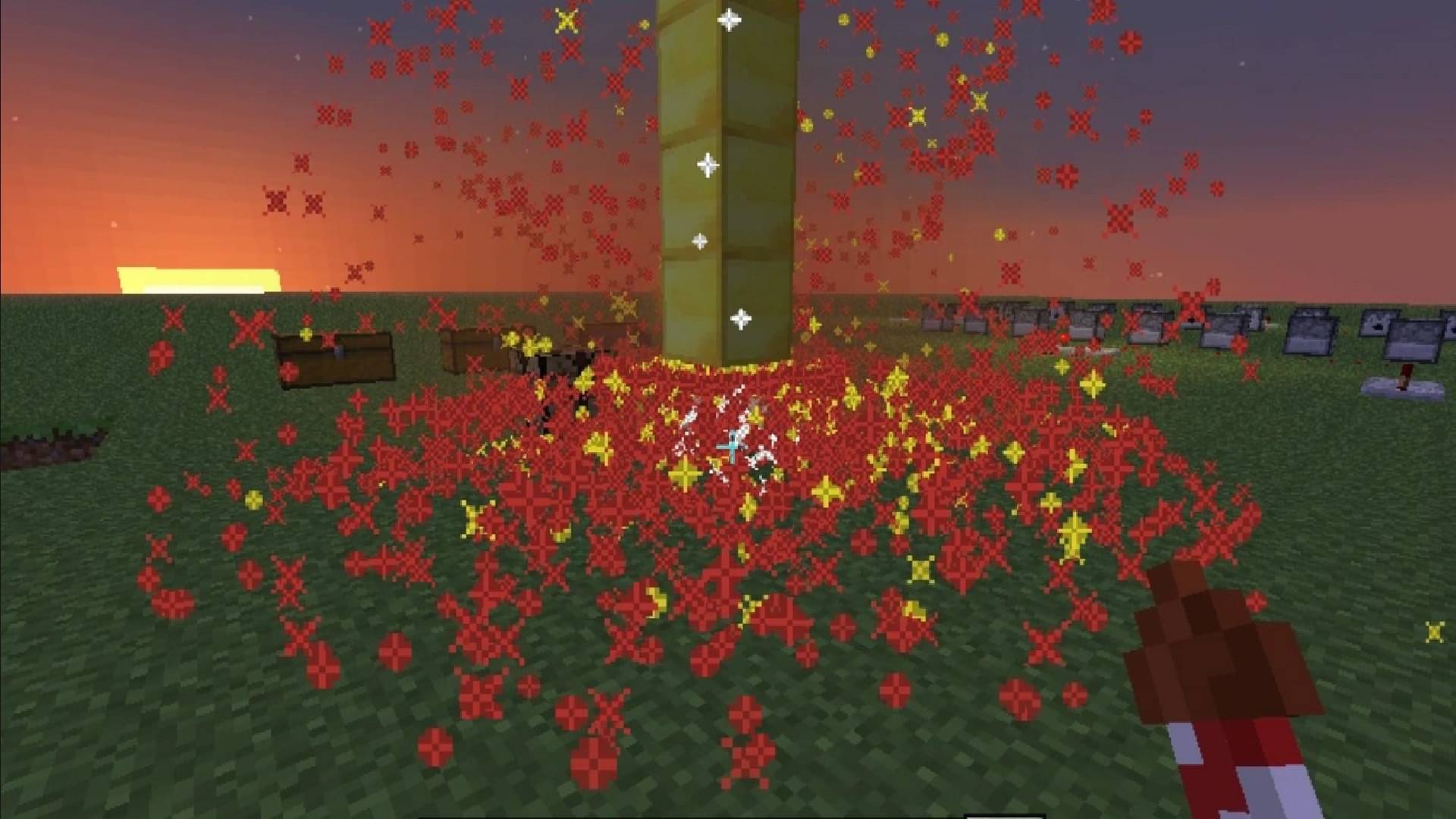 Une image montrant une explosion de fusée dans Minecraft