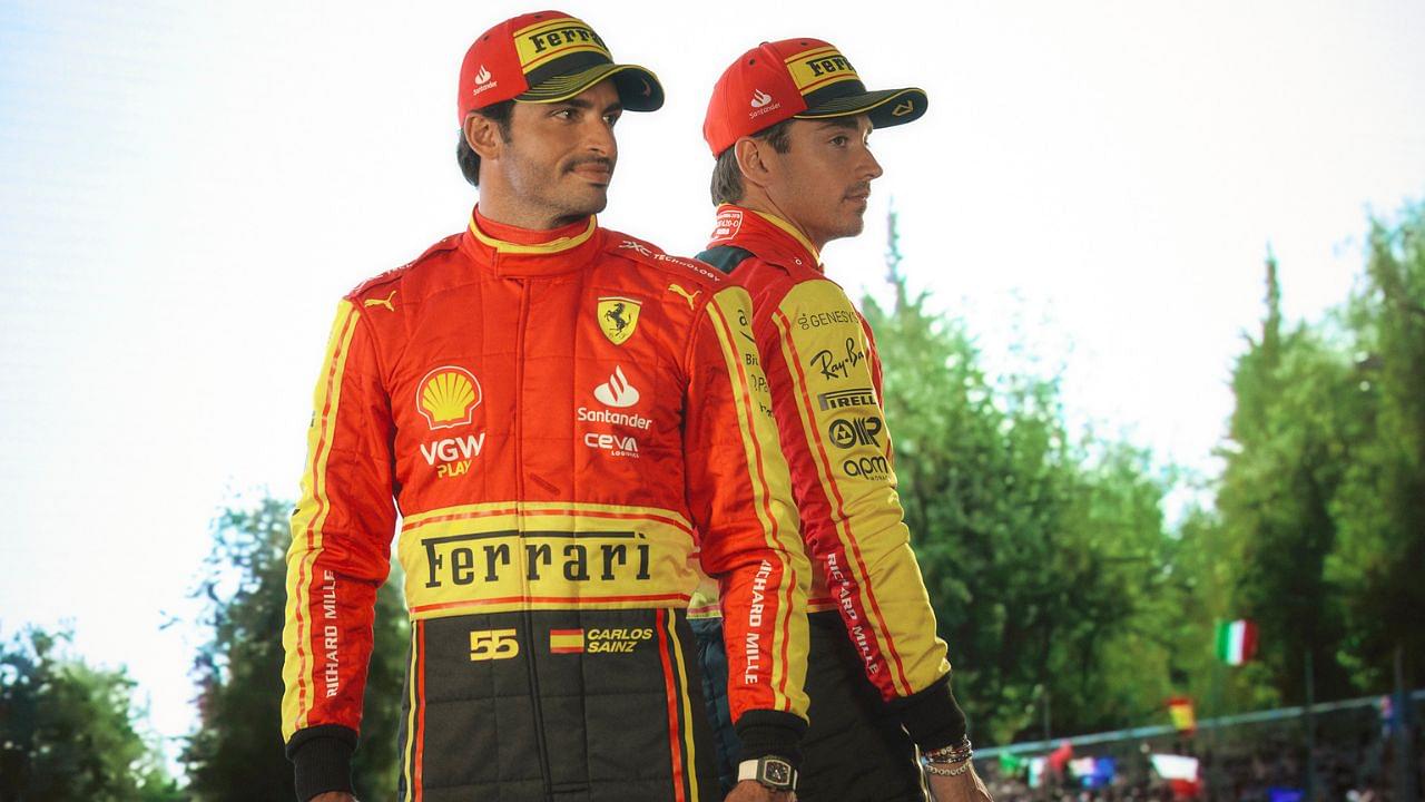 Charles Leclerc and Carlos Sainz Ready to Serve Burger and Fries as Ferrari Boys Get Ripped a New One With Monza Suits