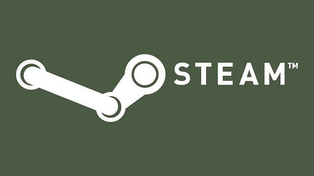 An image showing steam logo with olive green background