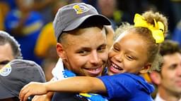 Jun 12, 2017; Oakland, CA, USA; Golden State Warriors guard Stephen Curry (30) celebrates with his daughter Riley Curry after beating the Cleveland Cavaliers in game five of the 2017 NBA Finals at Oracle Arena.