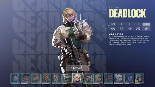 An image of an in-game Deadlock Character Screen