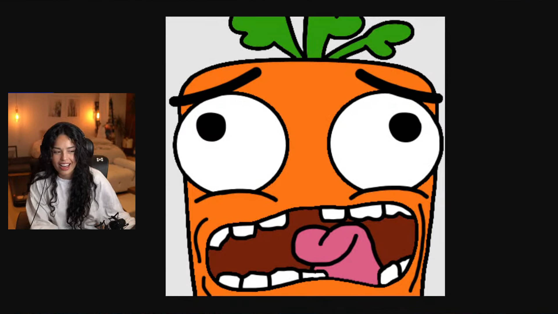 Valkyrae reacts to carrot emote