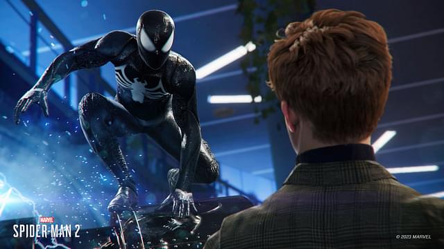 An image of Peter with the Symbiote Suit
