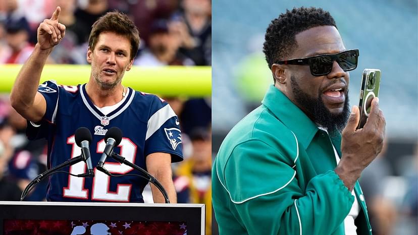 Tom Brady Trades His Rookie Card Along With $1,000, Only to Troll Eagles Fan Kevin Hart With a Kid Sized Jersey