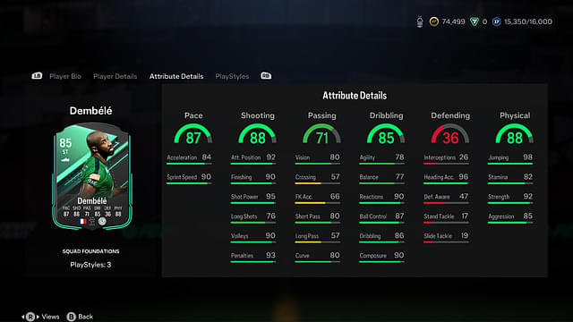 Stats of Moussa Dembele Squad Foundations in EA FC 24