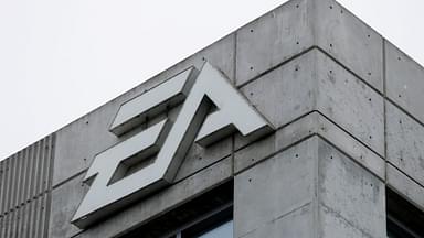 The company logo on EA headquarters