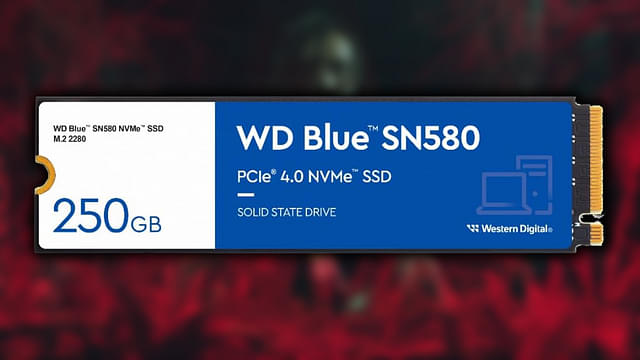 An image showing WD Blue SN580 SSD for playing Alan Wake 2