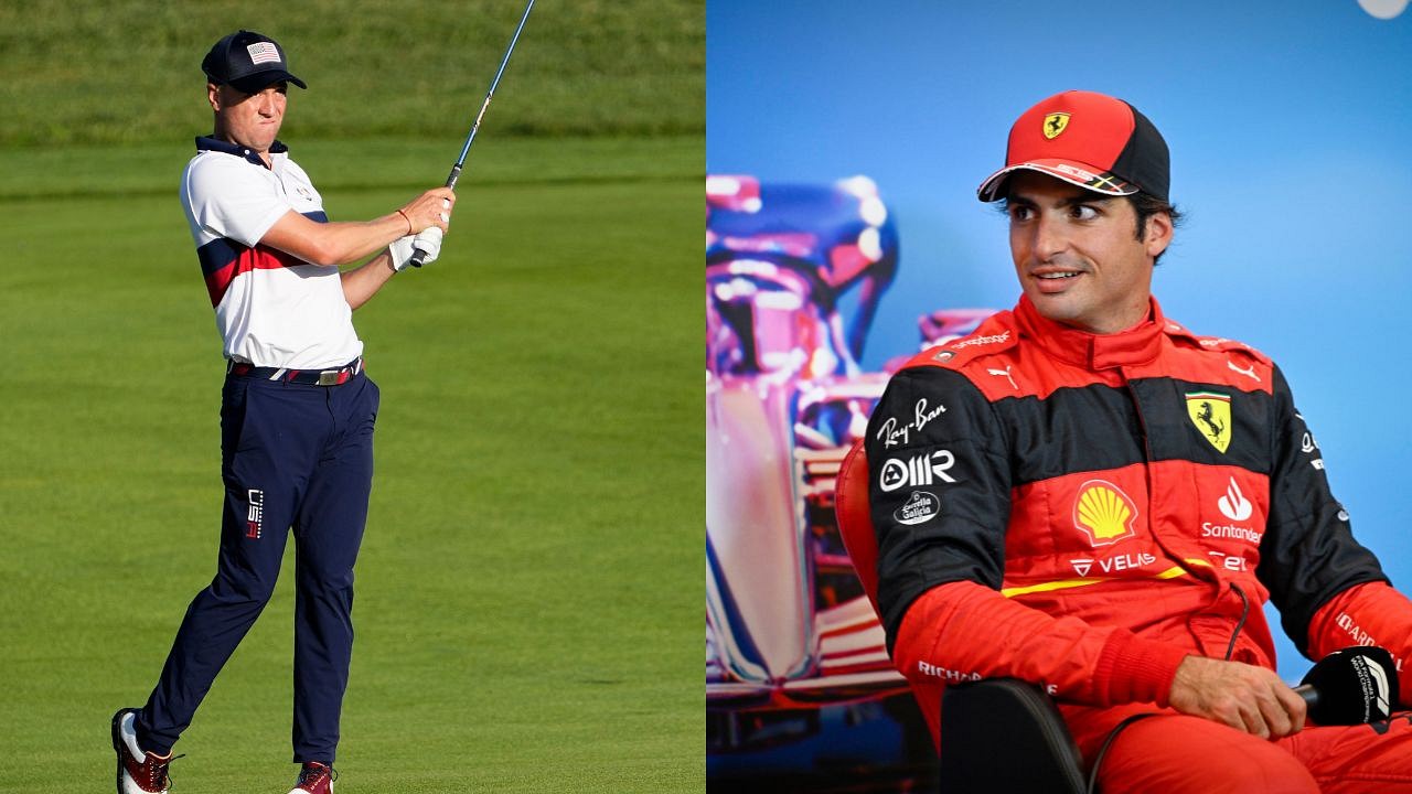 Carlos Sainz breaks Netflix Cup trophy he won with Justin Thomas