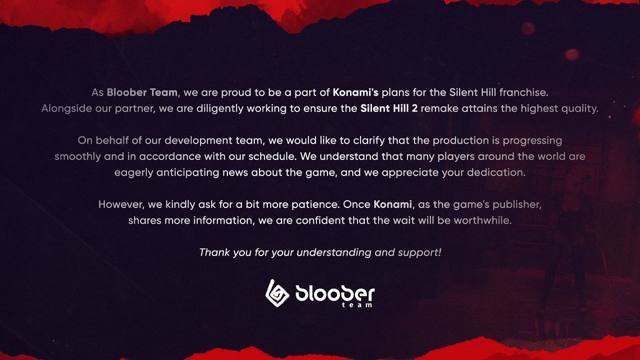 Konami and Bloober Team announce Silent Hill 2 remake for PS5, PC