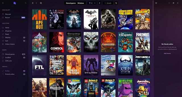 The GOG Galaxy Window