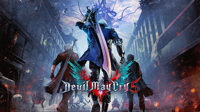 An image showing the main cover of Devil May Cry 5 which is at discount during Steam Winter Sale 2023