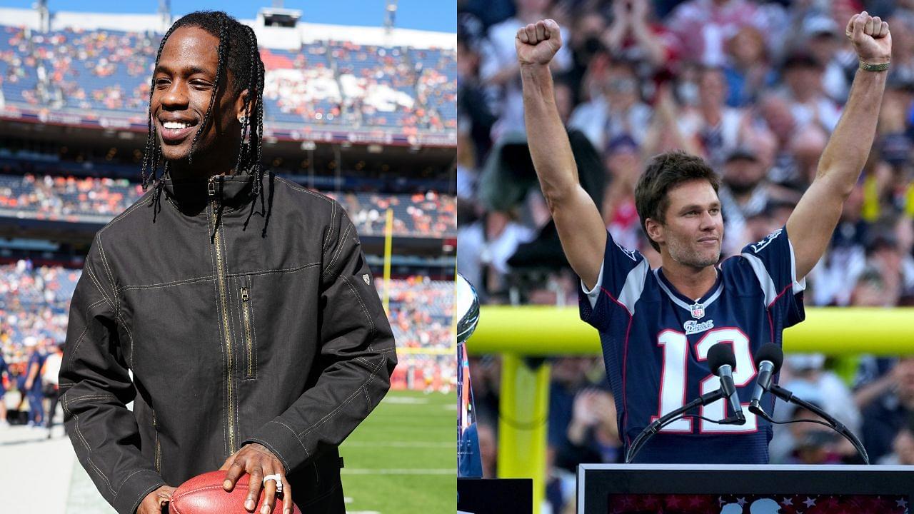 Travis Scott Gets Desperate to Own First Ever Official Tom Brady Baseball Trading Cards After the GOAT Poses With it Alongside Michael Rubin