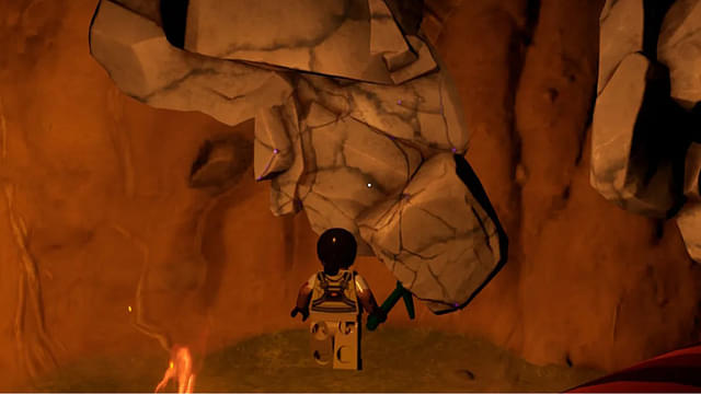 Marble sticking out of cave's wall in LEGO Fortnite