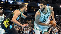 Dec 4, 2023; Indianapolis, Indiana, USA; Boston Celtics forward Jayson Tatum (0) holds the ball while Indiana Pacers guard Tyrese Haliburton (0) defends in the first half at Gainbridge Fieldhouse. Mandatory Credit: Trevor Ruszkowski-USA TODAY Sports