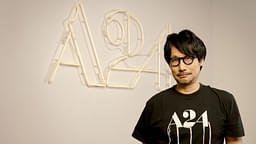 An image showing image of Hideo Kojima at A24 office who will be making Death Stranding movie