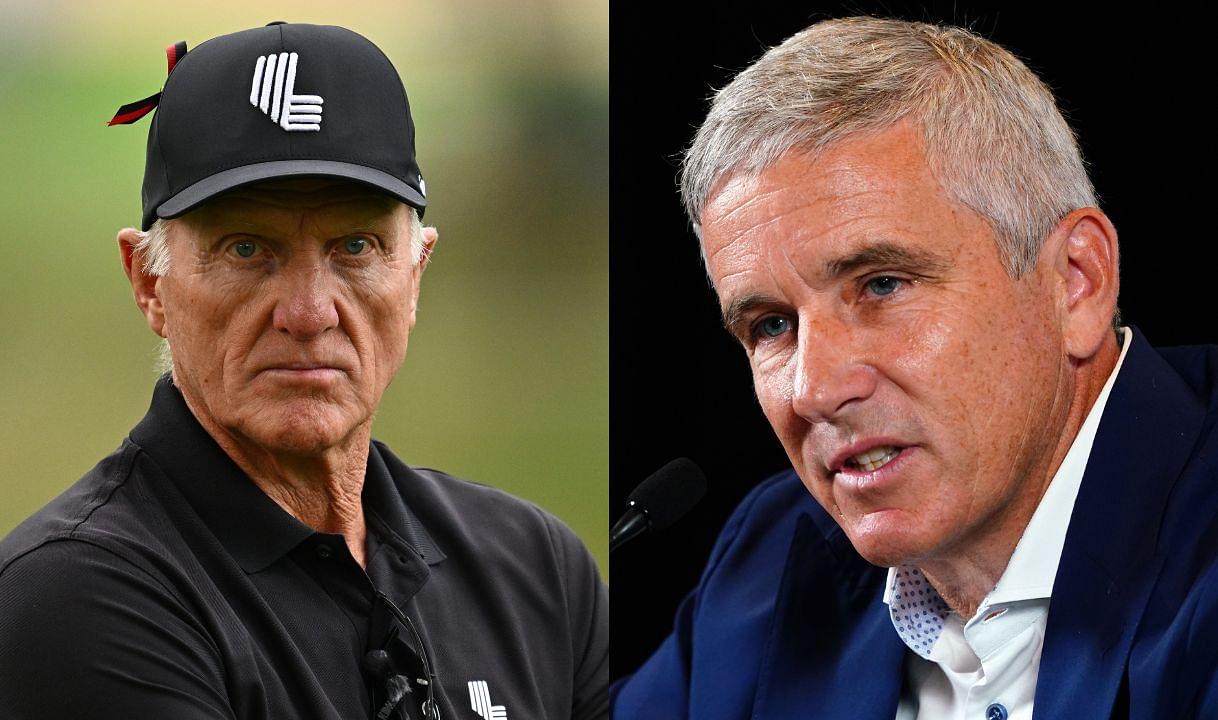 Greg Norman and Jay Monahan