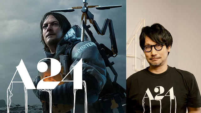 An image showing Hideo Kojima and creation Death Stranding, which is being created by A24 for live action