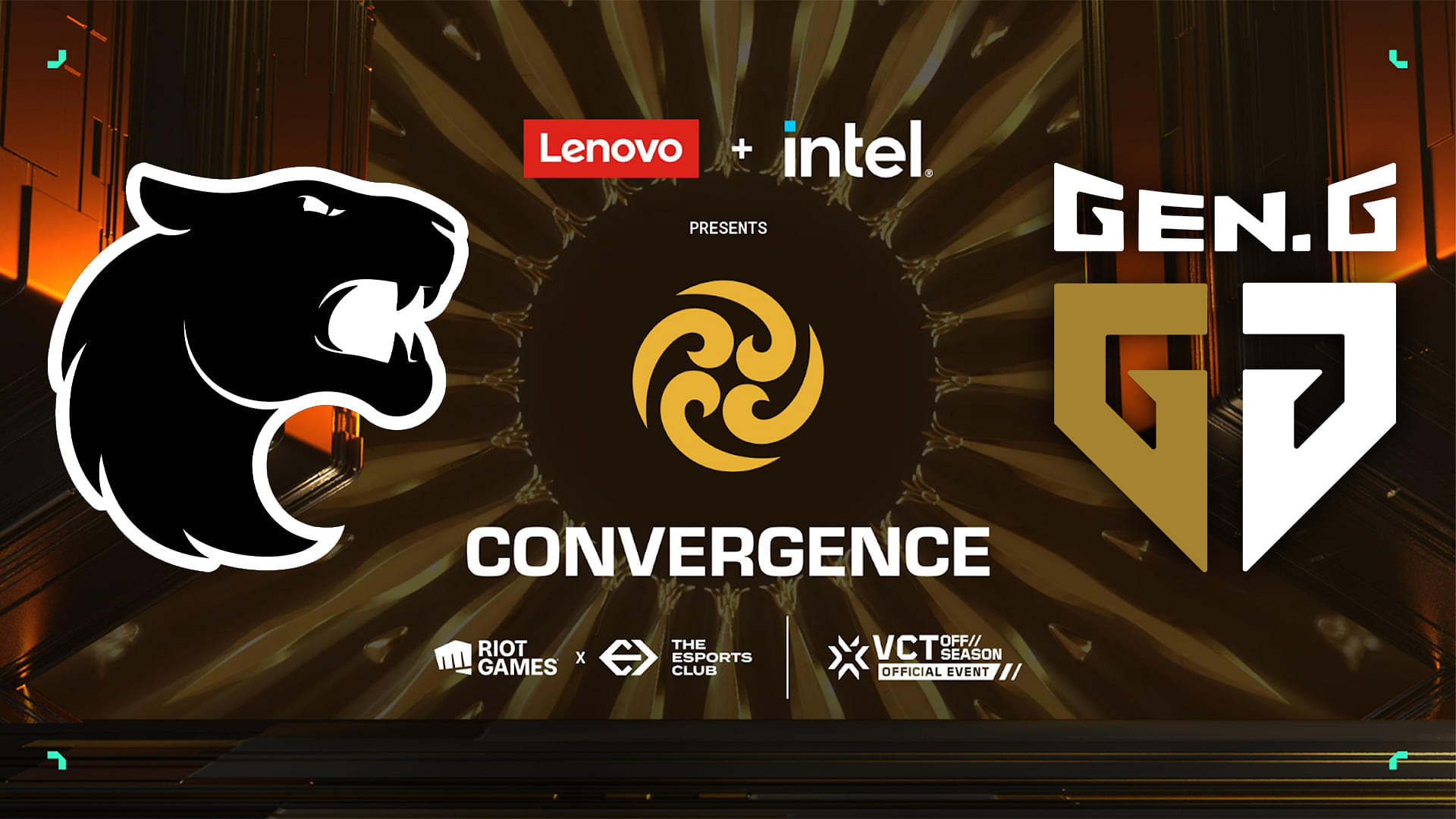 An image showing Gen.G and FURIA logos on Esports tournament Valorant Convergence 2023