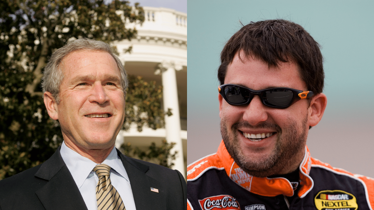 When Tony Stewart Presented President Bush With a Custom NASCAR Firesuit