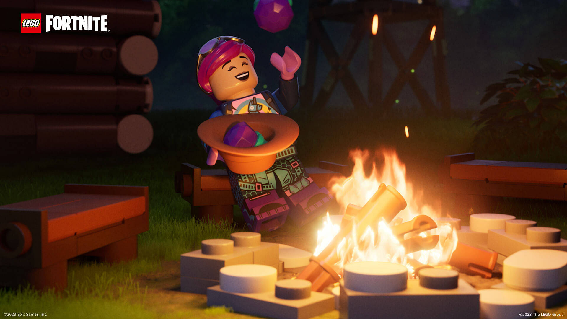 An image showing LEGO Fortnite character eating food
