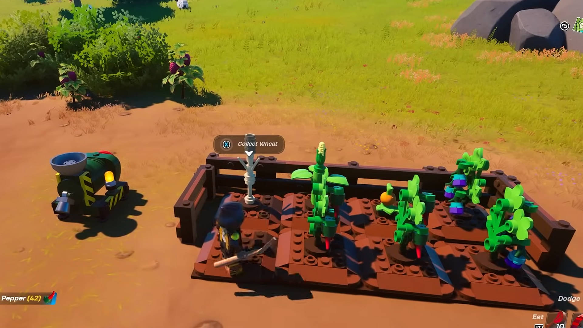 An image showing farming in Lego Fortnite