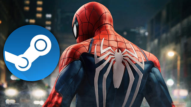An image showing Spider-Man with Steam logo