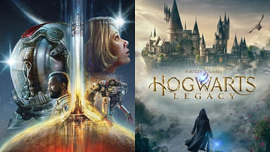 An image showing Starfield and Hogwarts Legacy cover, games which got awarded at Steam Awards