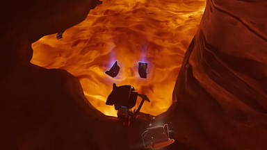 An image showing Obsidian in LEGO Fornite on Lava
