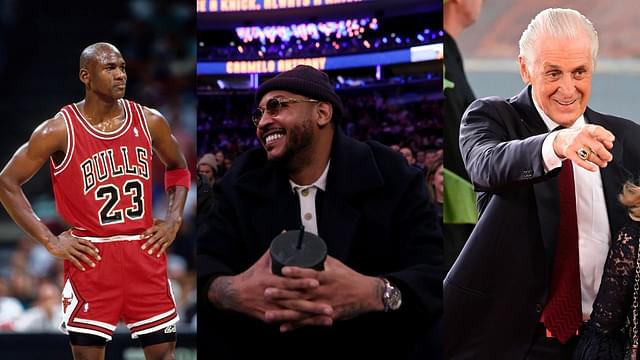 "Surprised MJ Don't Got a Statue in Miami": Carmelo Anthony Hilariously Roasts Pat Riley for Retiring Michael Jordan's Jersey