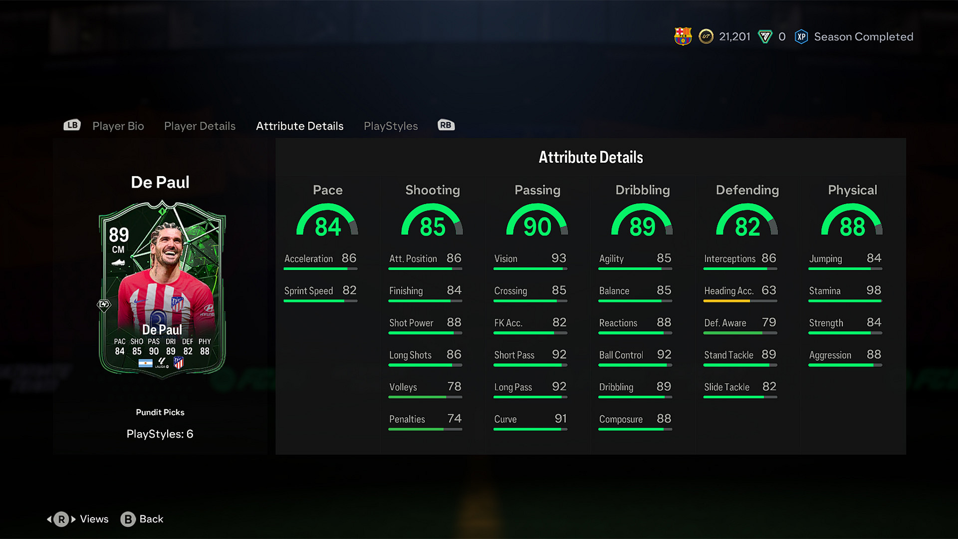 Stats of Rodrigo De Paul Pundit Pick in EA FC 24 Ultimate Team