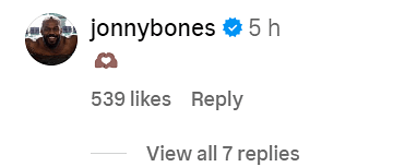 Jon Jones comment on Instagram post 