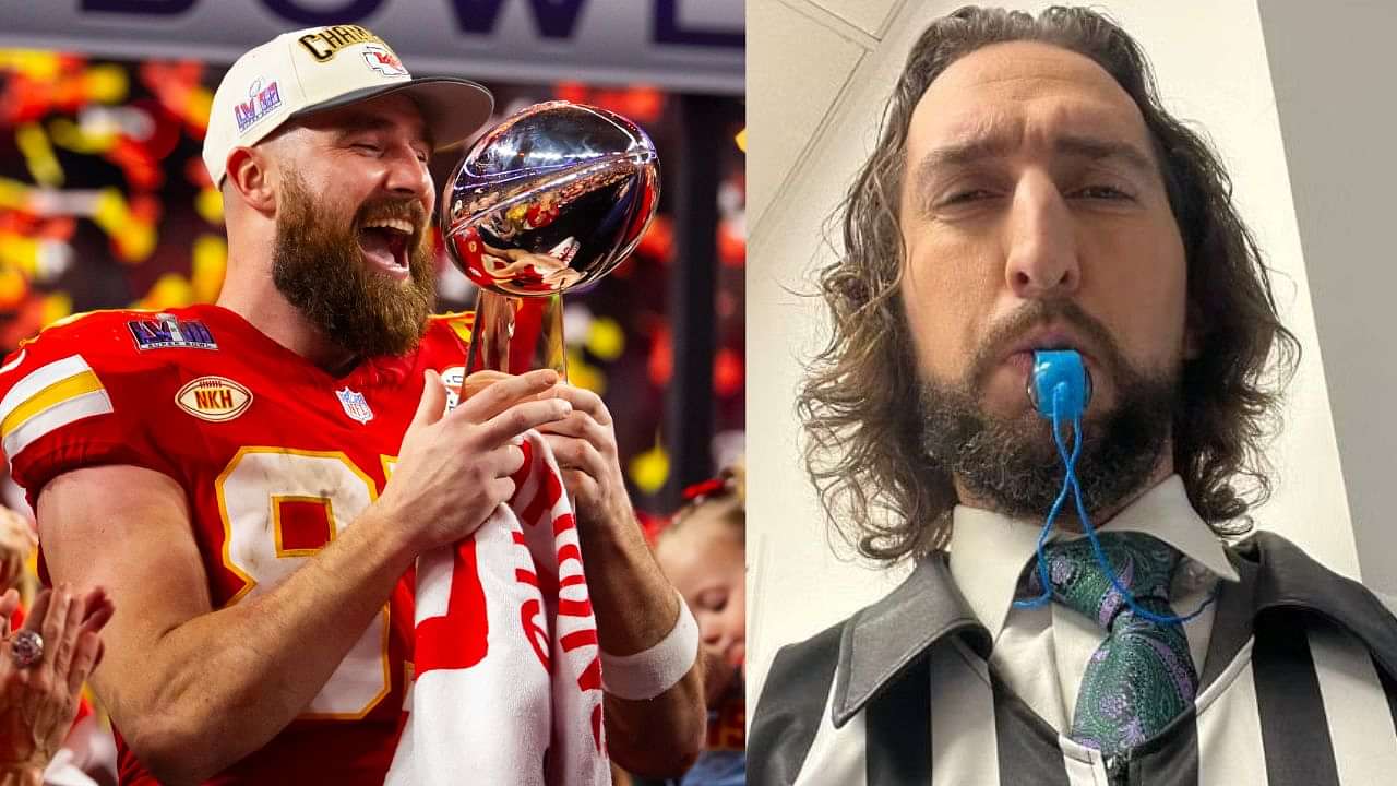 Visibly Intoxicated Travis Kelce Hugs Chiefs TV Cheerleader Nick Wright