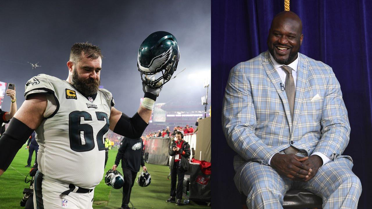 Shaquille O'Neal Fake Cries as Jason Kelce Showers Him With Praise: "Most Dominating Big Man I've Ever Seen"