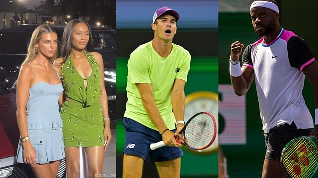 Tommy Paul and Frances Tiafoe girlfriends Paige Lorenze and Ayan Broomfield pose together sidelines of Miami open 2024