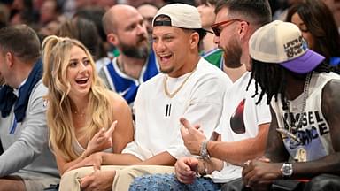 Man Sitting Behind Patrick Mahomes & Travis Kelce Steals The Show During Chiefs' Mavs Visit