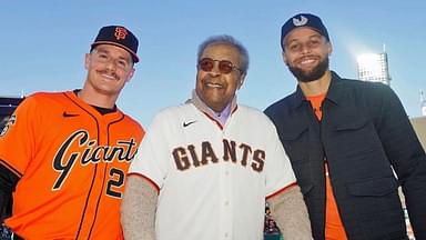 Stephen Curry Shares Stage With Civil Rights Activist Clarence B. Jones While Throwing His First Pitch at Giants Vs Yankees Game