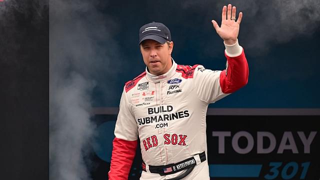 Jun 23, 2024; Loudon, New Hampshire, USA; NASCAR Cup Series driver Brad Keselowski (6) is introduced before the start of the USA TODAY 301 at New Hampshire Motor Speedway. Mandatory Credit: Eric Canha-USA TODAY Sports