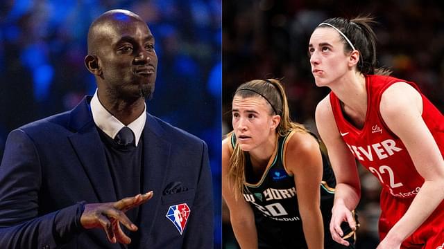 Kevin Garnett, Sabrina Ionescu and Caitlin Clark