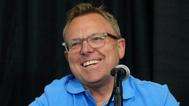 Jun 20, 2024; Eugene, OR, USA; Leigh Diffey during US Olympic Team Trials press conference at Hayward Field. Mandatory Credit: Kirby Lee-USA TODAY Sports
