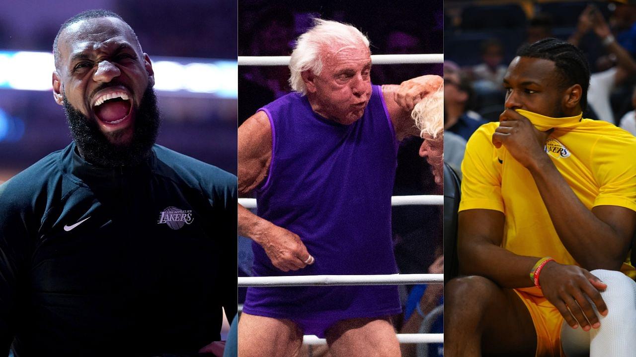 LeBron James in Splits Over Edited Ric Flair Meme with Bronny James