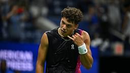 Ben Shelton with his telephone celebration at the US Open 2023
