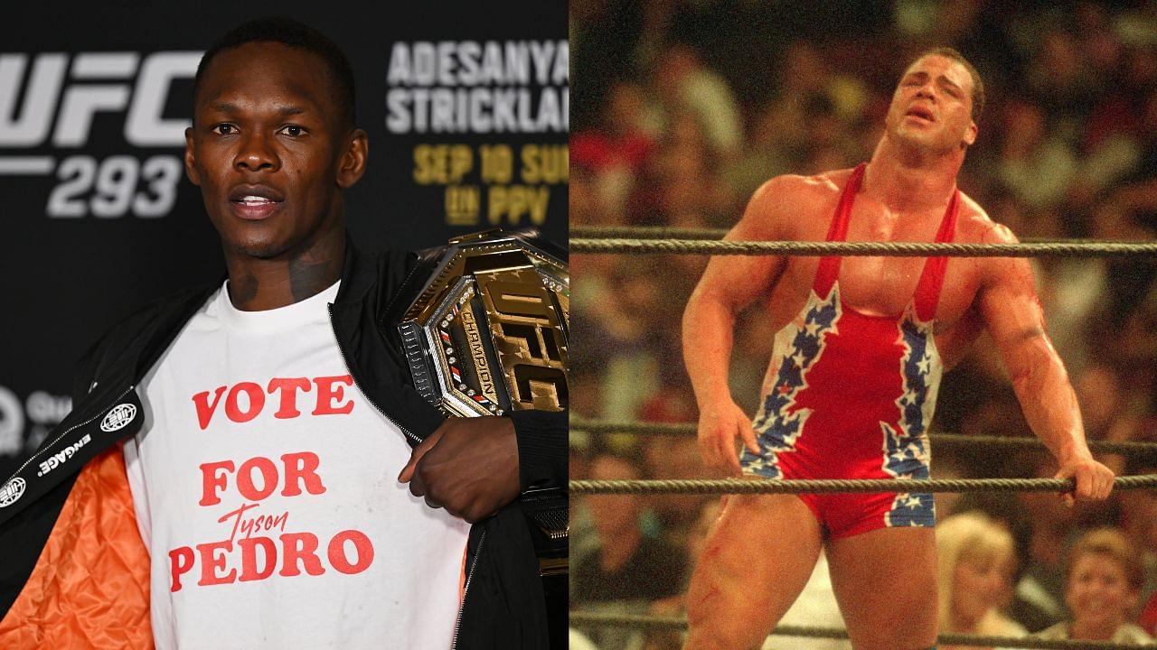 Israel Adesanya Drops One-Word Reaction to WWE Legend Kurt Angle’s Epic Move